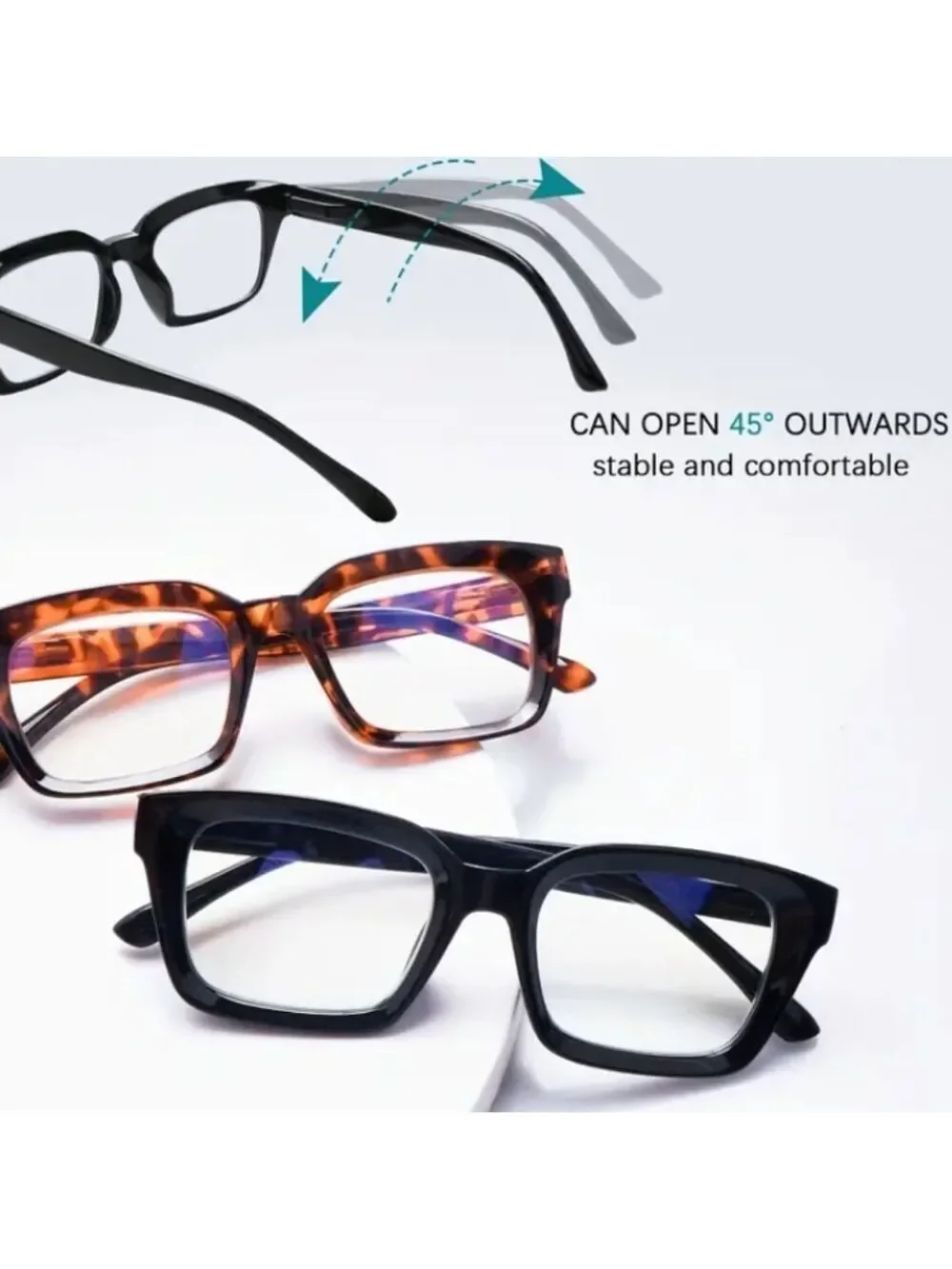 +1.00 Oversized TortoiseShell Square Readers Glasses